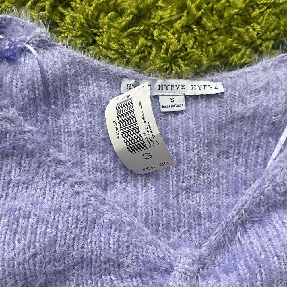 NWT CROP TOP FUZZY PURPLE SWEATER - Picture 2 of 13